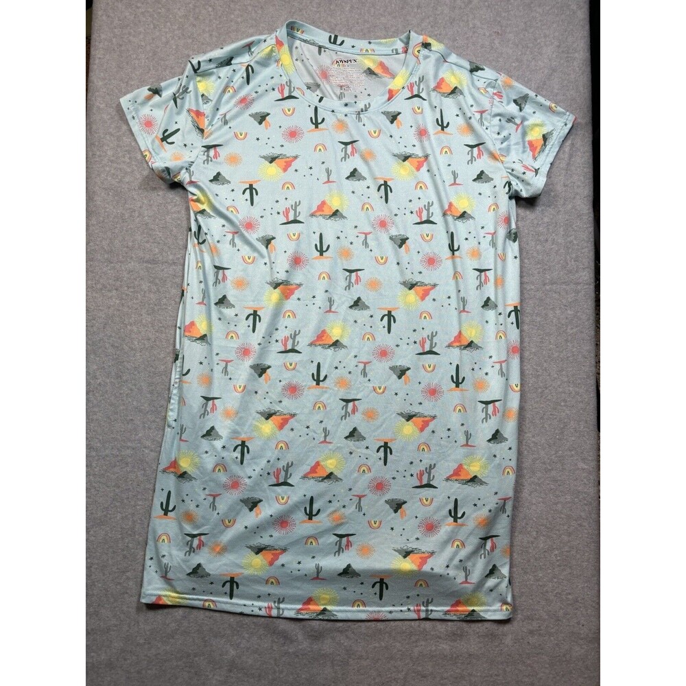 Joyspun Women’s All over Print  T‎ Shirt Size S-M Cactus Rainbows 52469 372